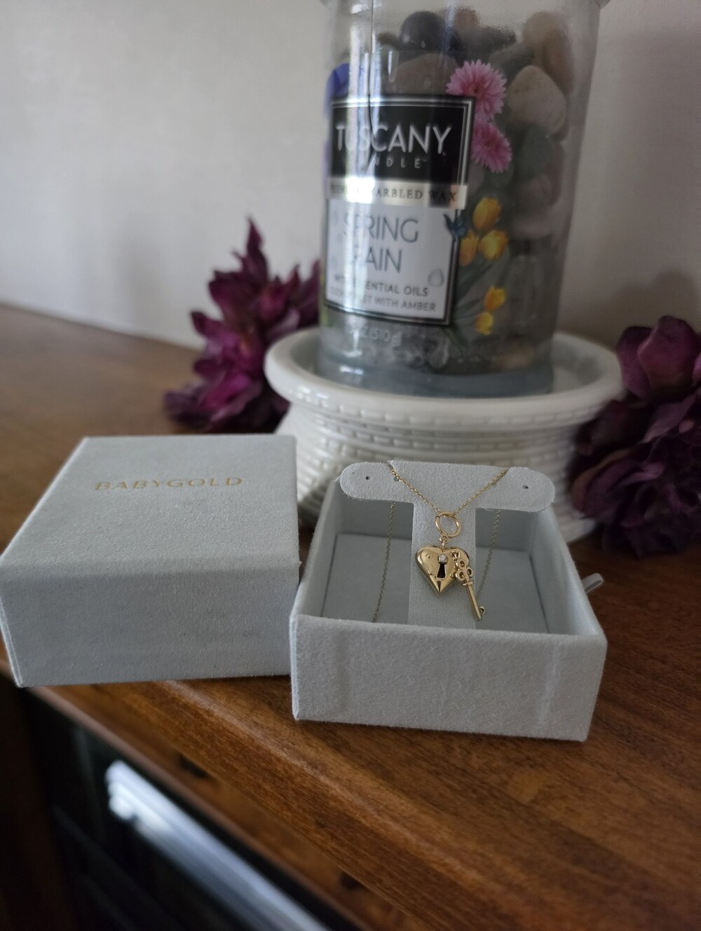 Babygold Gold Heart & Key Pendant Necklace - Women's Jewelry